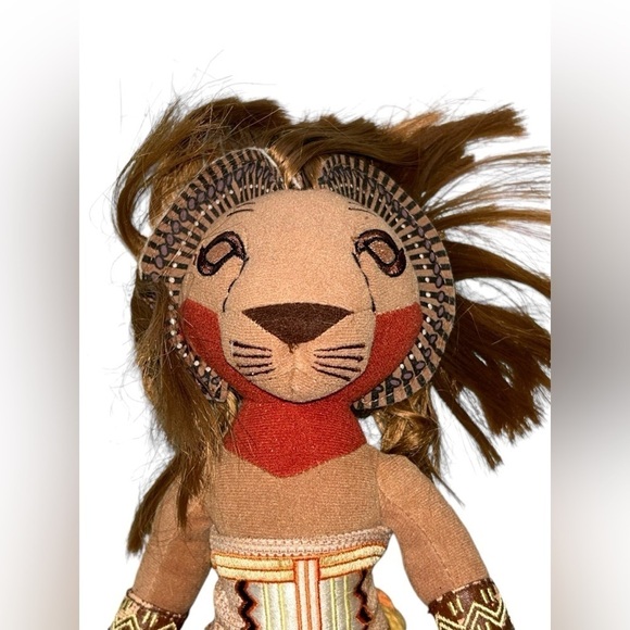 The Lion King Simba Plush Broadway Musical Show Stuffed Doll Tribal Chothing 8" - Picture 2 of 6